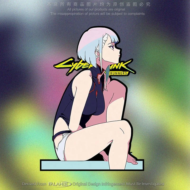 赛博朋克动画创意贴纸美日潮流边缘行者露西摩托反光车身窗装饰贴