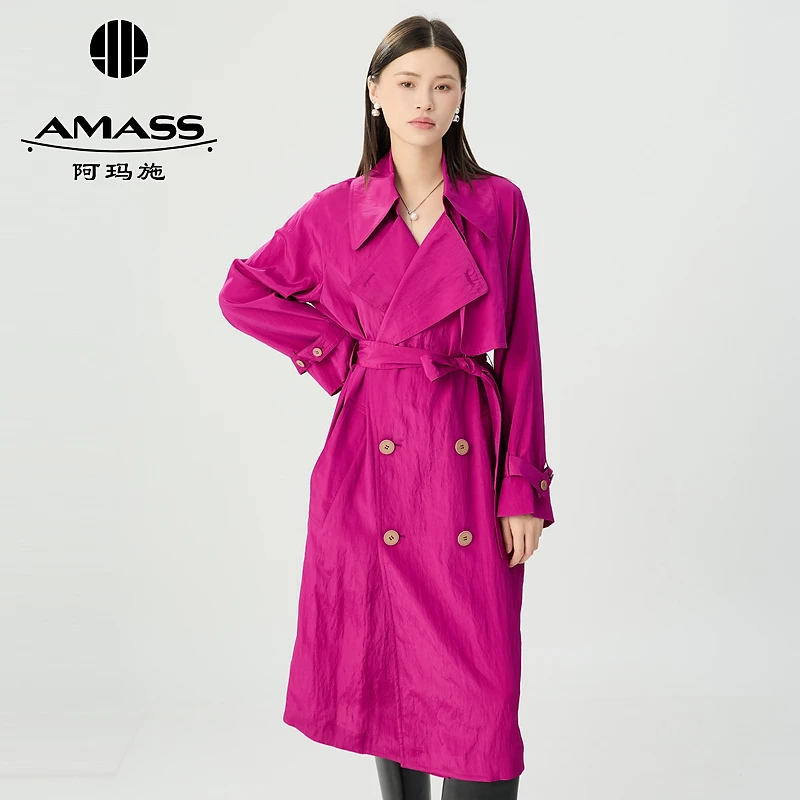 阿玛施AMASS 品质女装时尚百搭舒适造型记忆面料风衣外套540018