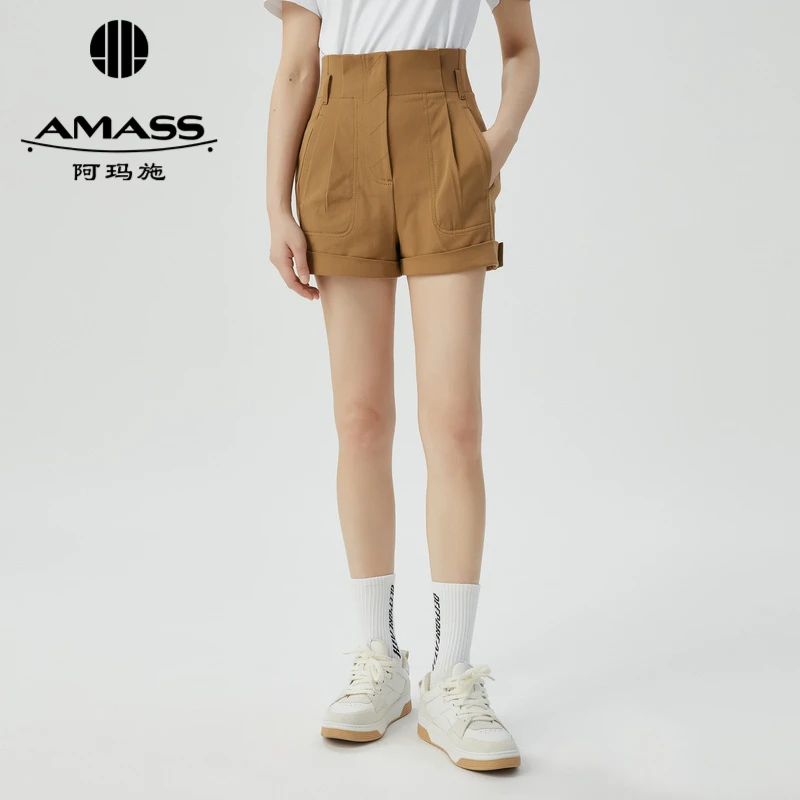【二折商品，不退不换】阿玛施AMASS质感显瘦翻边短裤5100361