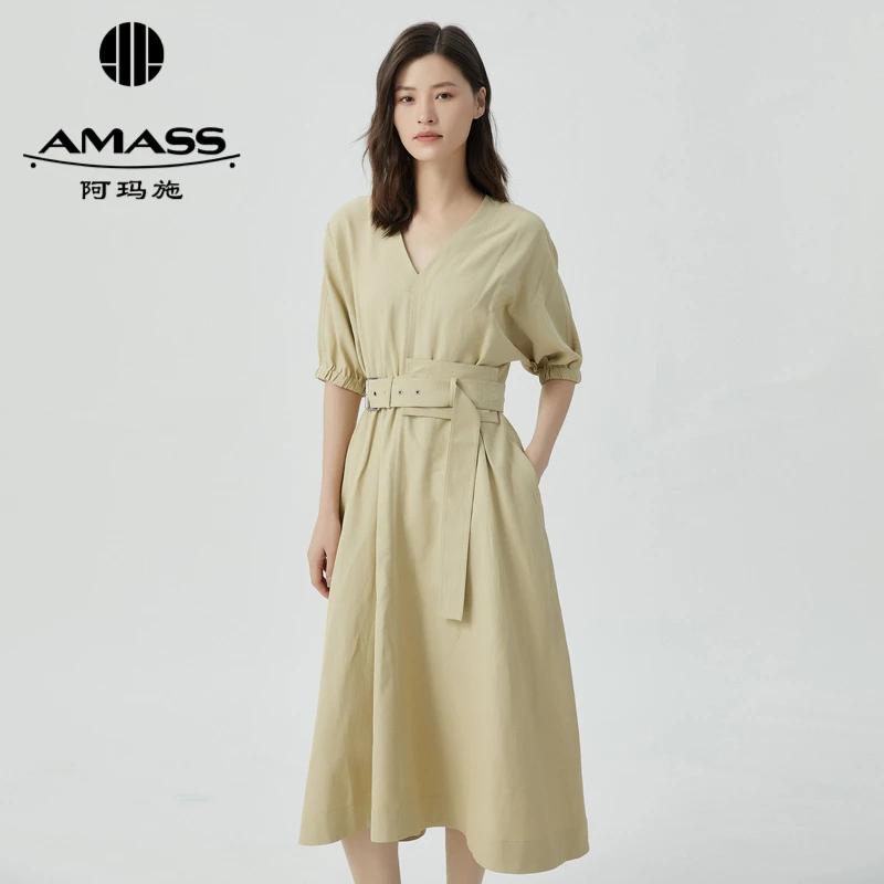 阿玛施AMASS简约显瘦连衣裙女5500371