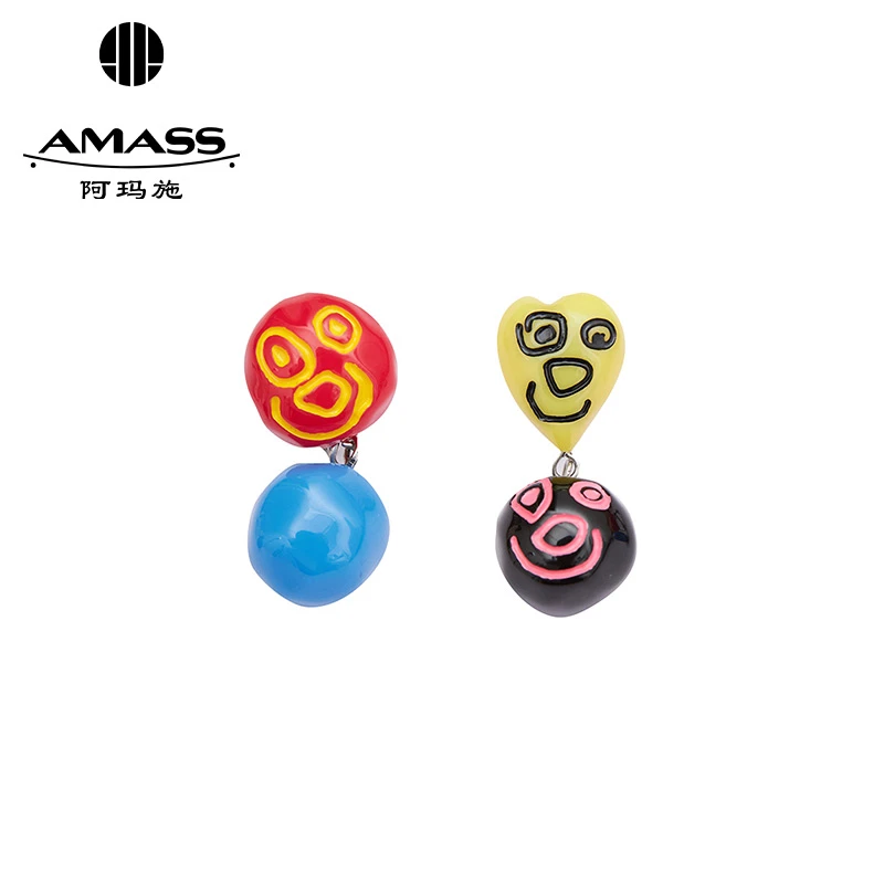 合金树脂耳饰 阿玛施AMASS设计感小众耳环造型穿搭配饰女5900450