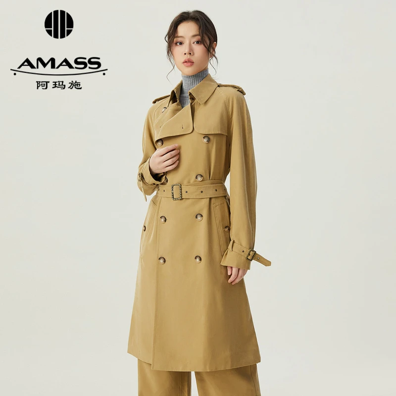 阿玛施AMASS新款女装百搭气质经典时髦气质中长款风衣外套5400805