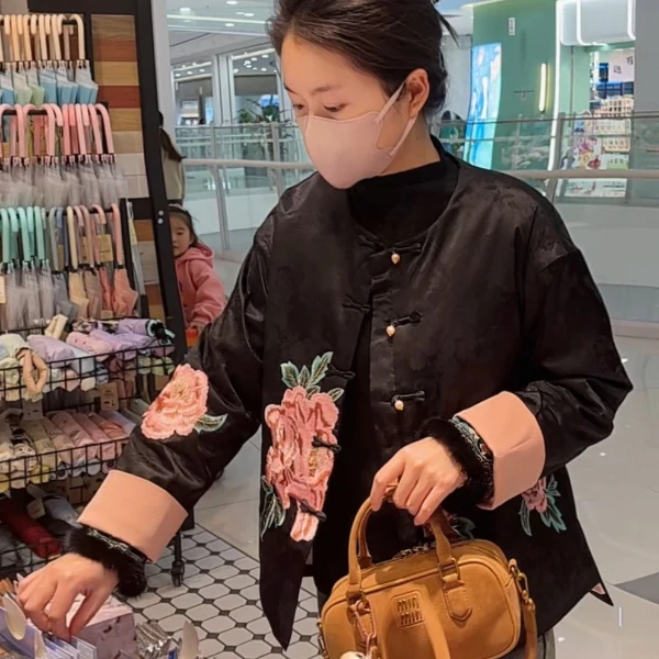 夹棉外套【花烨】薄款棉衣秋冬季新中式中国风刺绣棉服女士保暖复古