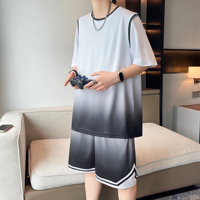 夏季青少年运动套装初中学生速干运动训练服大童宽松帅气夏天男装
