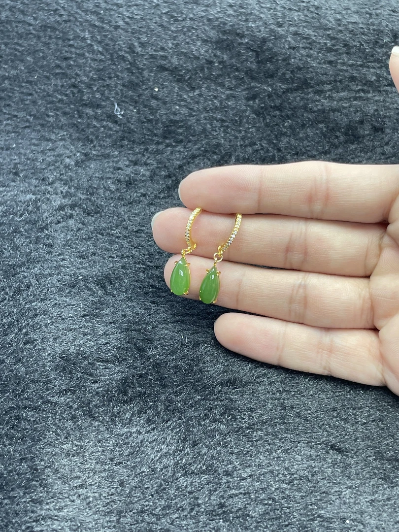 【小耿珠宝】和田玉碧玉耳钩（多样性发其一）