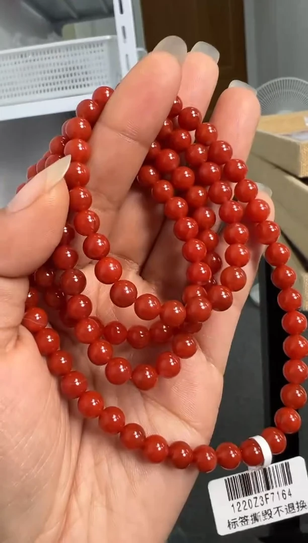【闪购商品】南红玛瑙珠串未镶嵌原矿无优化锦红6mm多圈