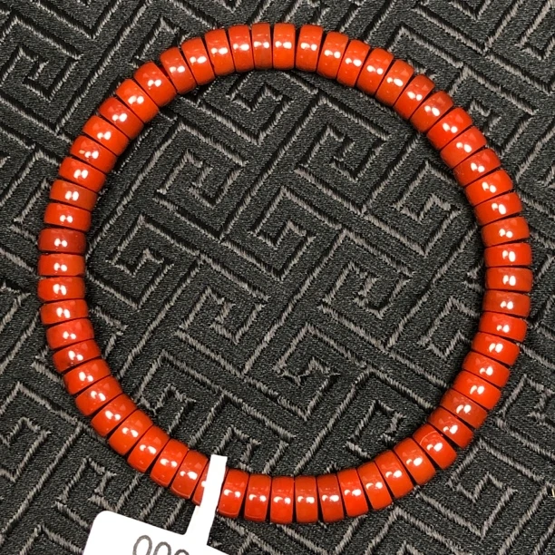 原矿无优化瓦西柿子红直切药片5-6mm手串