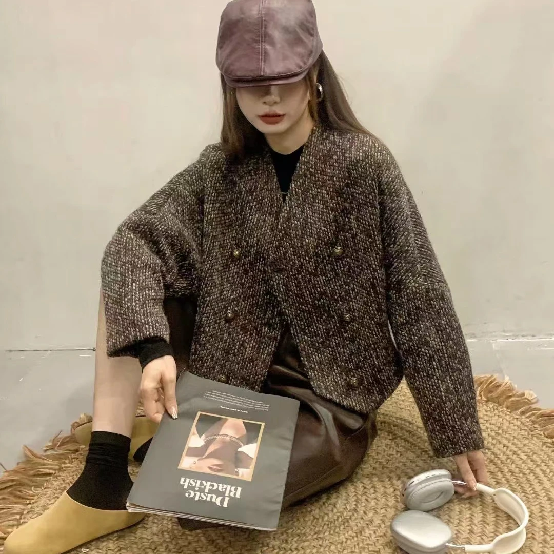 24秋冬毛料斗篷外套优雅气质网红时尚短款冬季复古百搭女款冬天