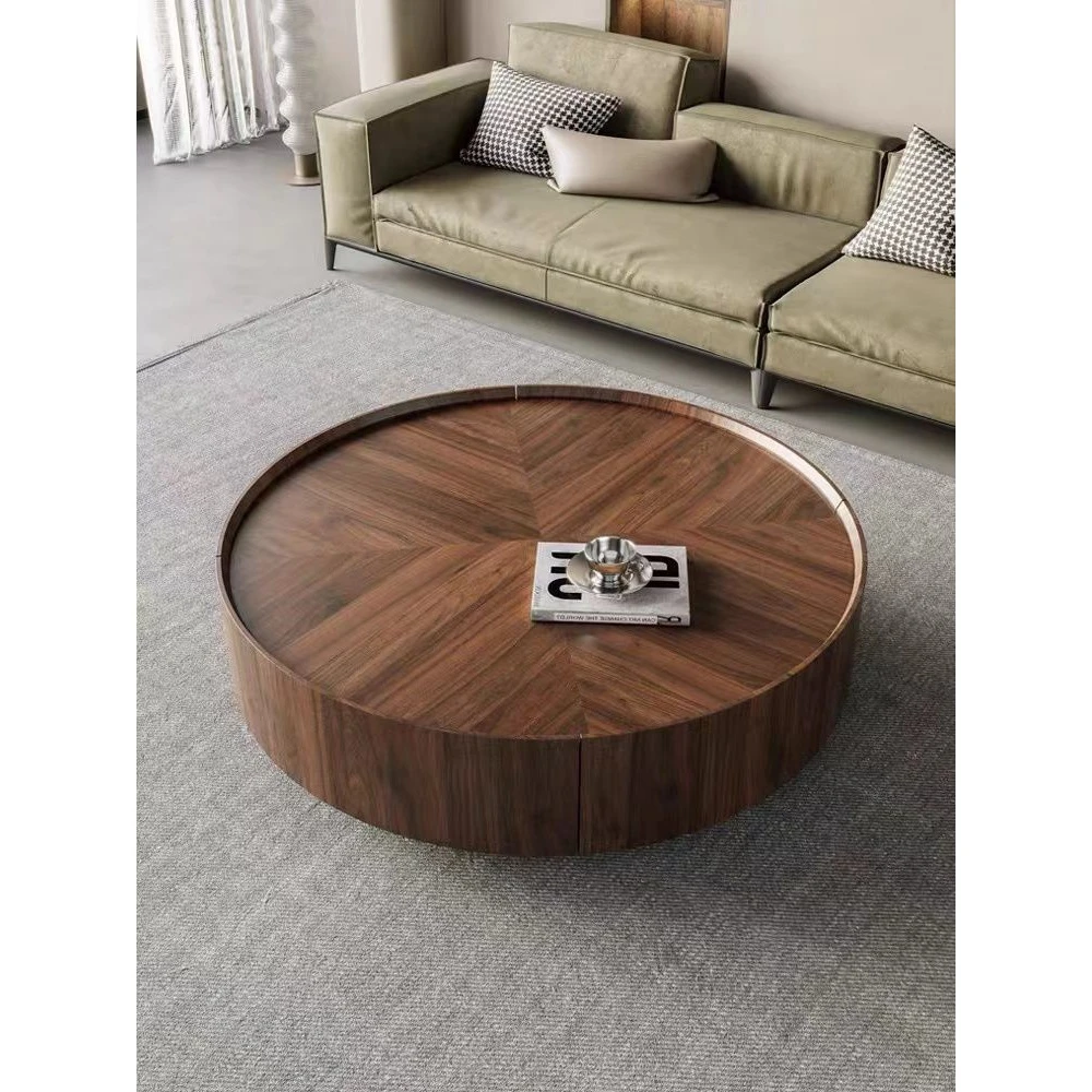 简约轻奢高档家用意式极简储物桌子北欧客厅折叠腰果实木感小型