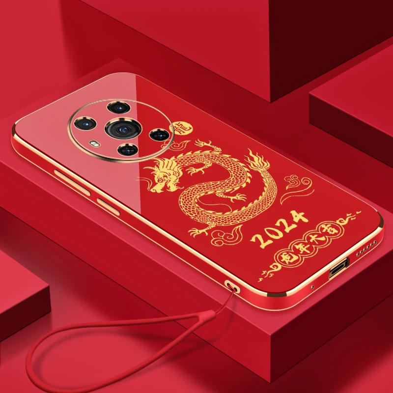 2024龙年大吉荣耀Magic3手机壳全包硅胶防摔电镀软壳【送挂绳】