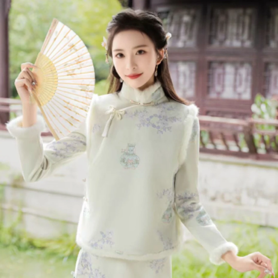 【1987 相见欢 绿色马甲】显瘦气质修身优雅复古中国风旗袍