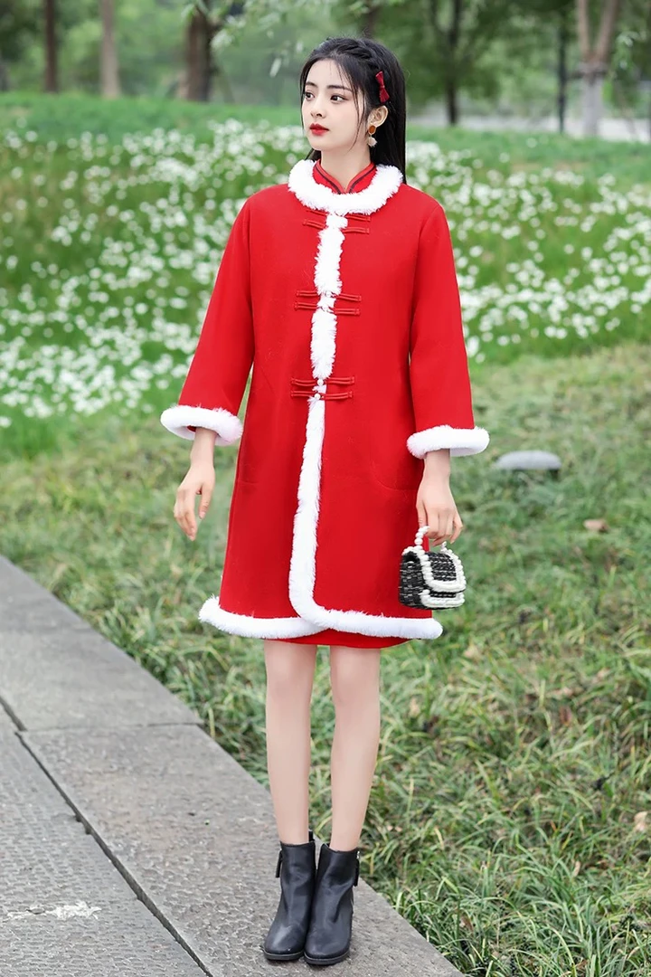 【1962 风花雪月 红色外套】显瘦气质修身优雅复古中国风旗袍