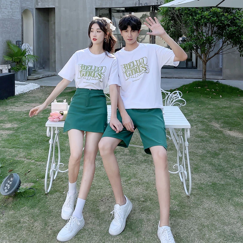 情侣装夏天款一男一女2023新款网红爆你衣我裙同色系t恤短袖男潮