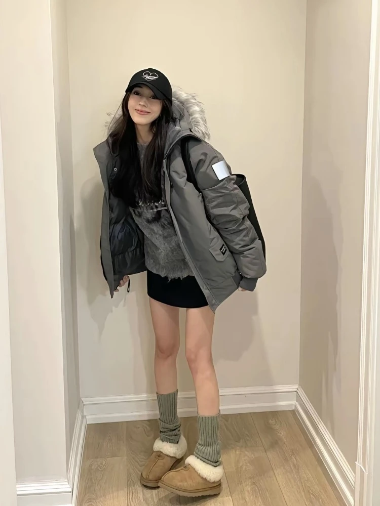 美式复古棉衣棉服女2024年冬季新款加厚派克服韩系小个子棉衣棉袄