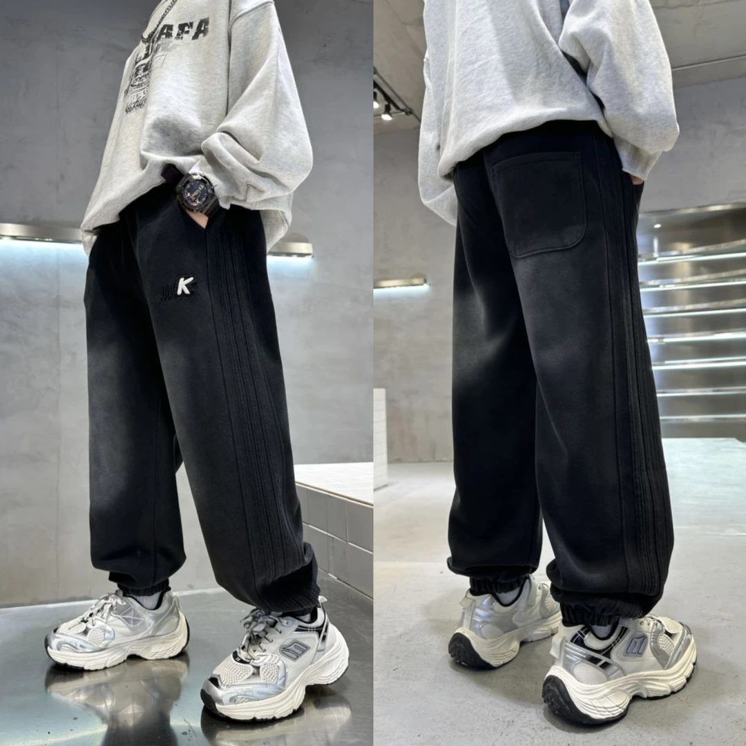 【针织工艺】秋款中大童休闲加厚宽松运动裤LenKid- 砂洗盐炒K