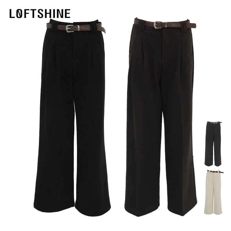 LOFTSHINE珞炫显瘦高腰休闲百搭女士厚款休闲裤