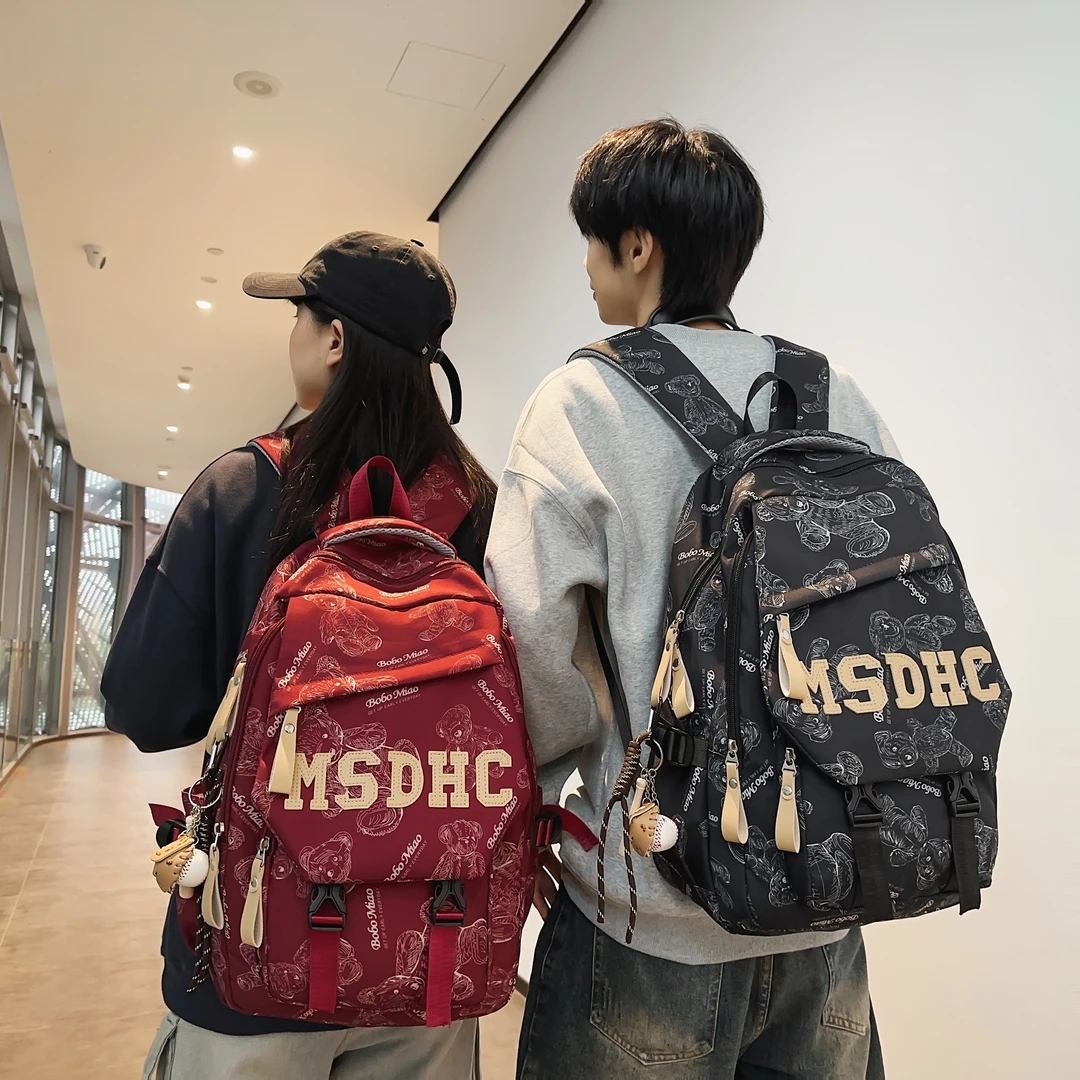 潮牌ins风书包男女高中生大容量初中生双肩包中学生休闲旅行背包