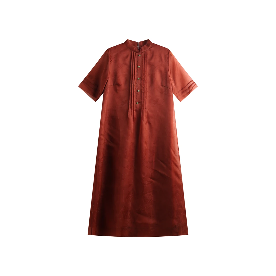 生丝提花桑蚕丝连衣裙 HSL-96215