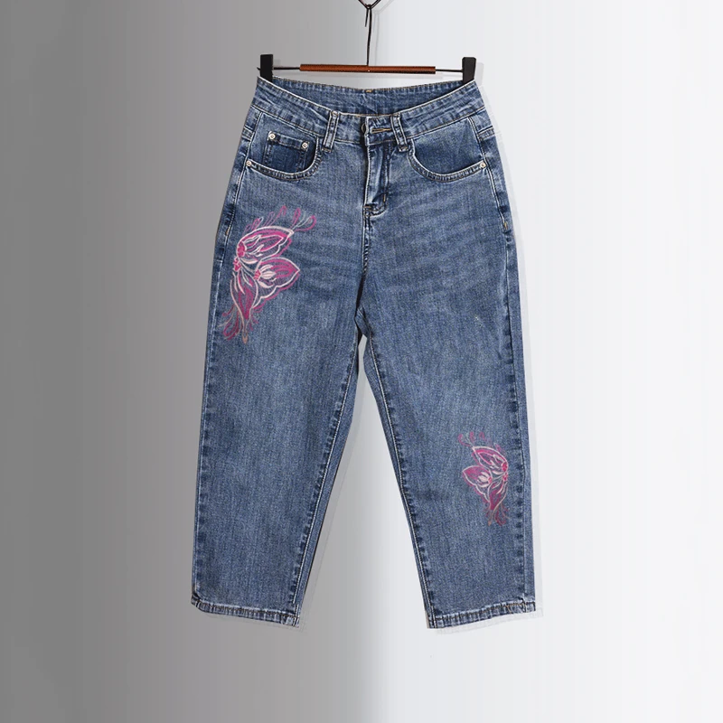 七分牛仔裤女夏季绣花小个子2023年新款韩版显瘦铅笔裤女洋气个性