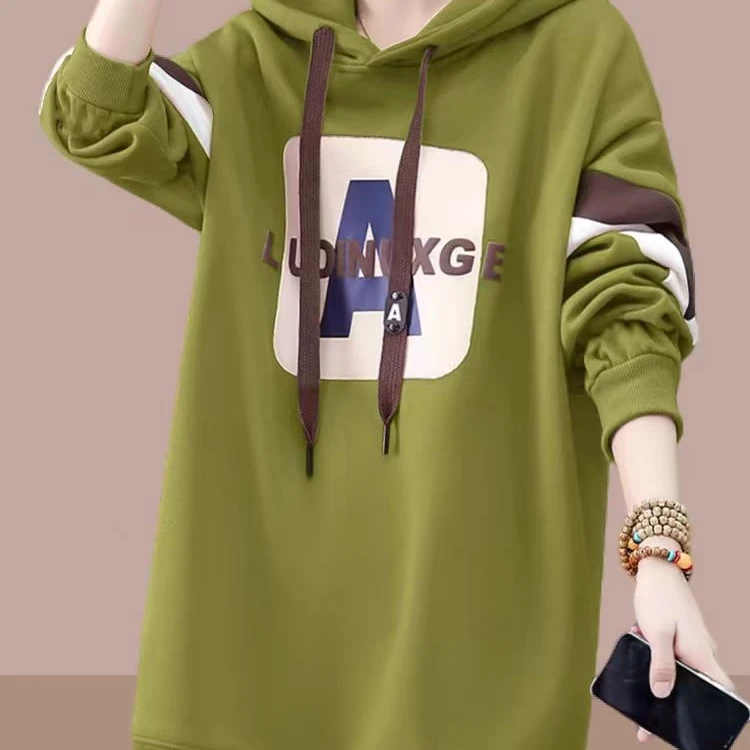 纯棉韩系长袖卫衣秋季时尚简约宽松遮肚显瘦气质上衣