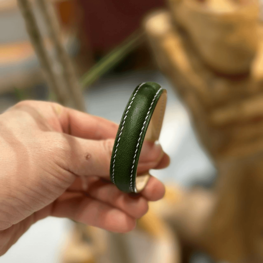 手工定制皮质复古素款时尚法式手缝手工起鼓精致牛皮情侣手环