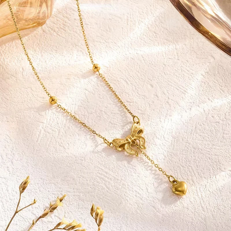 欧伦诗 钛钢项链 时尚百搭 在逃公主蝴蝶流苏项链 精美礼盒装