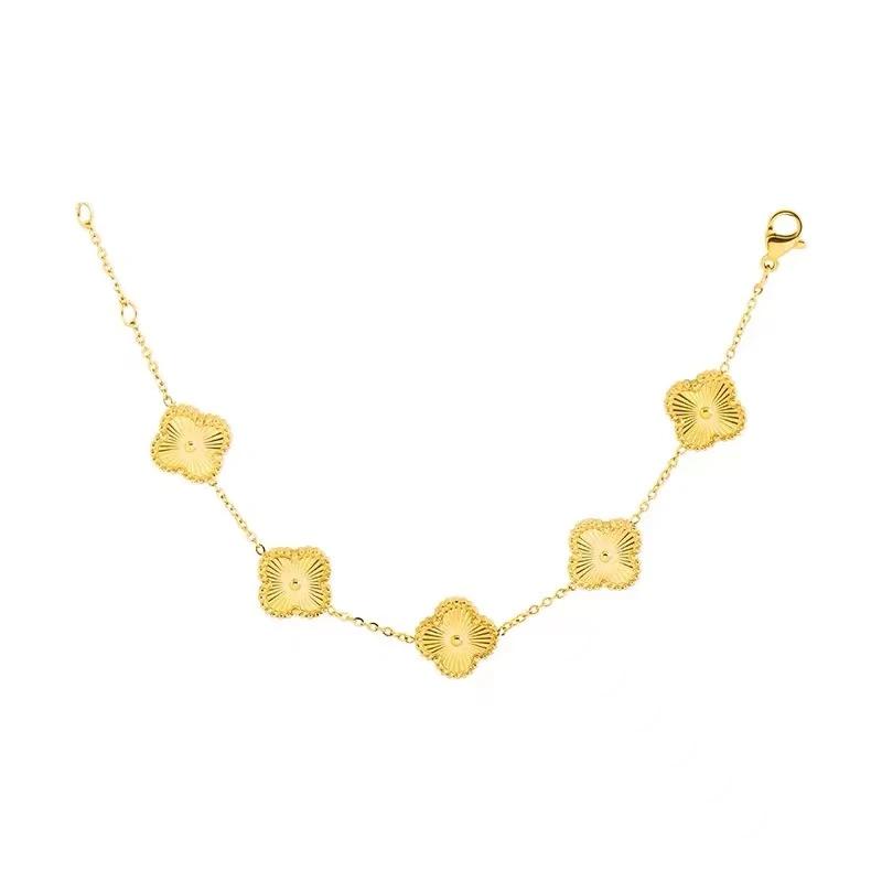 欧伦诗 钛钢手链 【专柜高货】新款四叶花卉手链