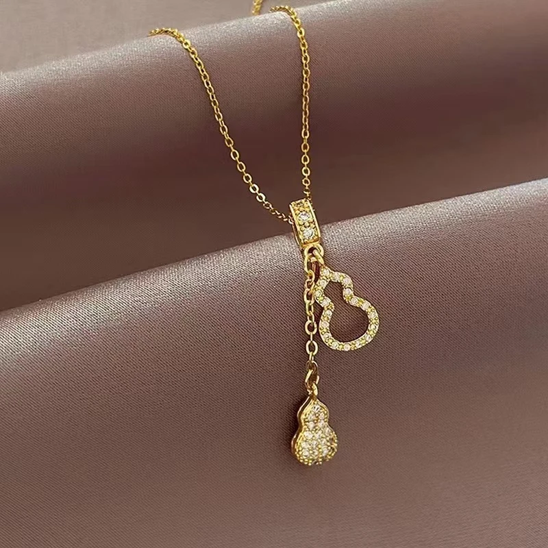 欧伦诗 钛钢项链 流苏葫芦项链 精美礼盒装