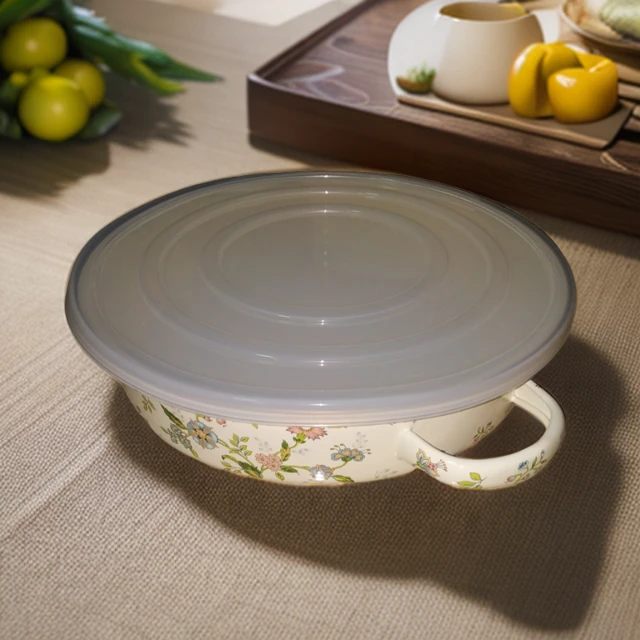 新疆包邮双耳烤盘带盖醒面大盘鸡饺子盘多功能盘圆形大号颜色随机