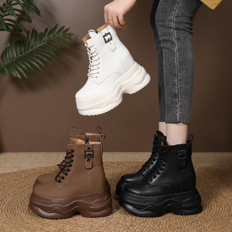 【跟高10、12厘米】厚底内增高马丁靴女鞋2024秋冬新款百搭靴子ins潮