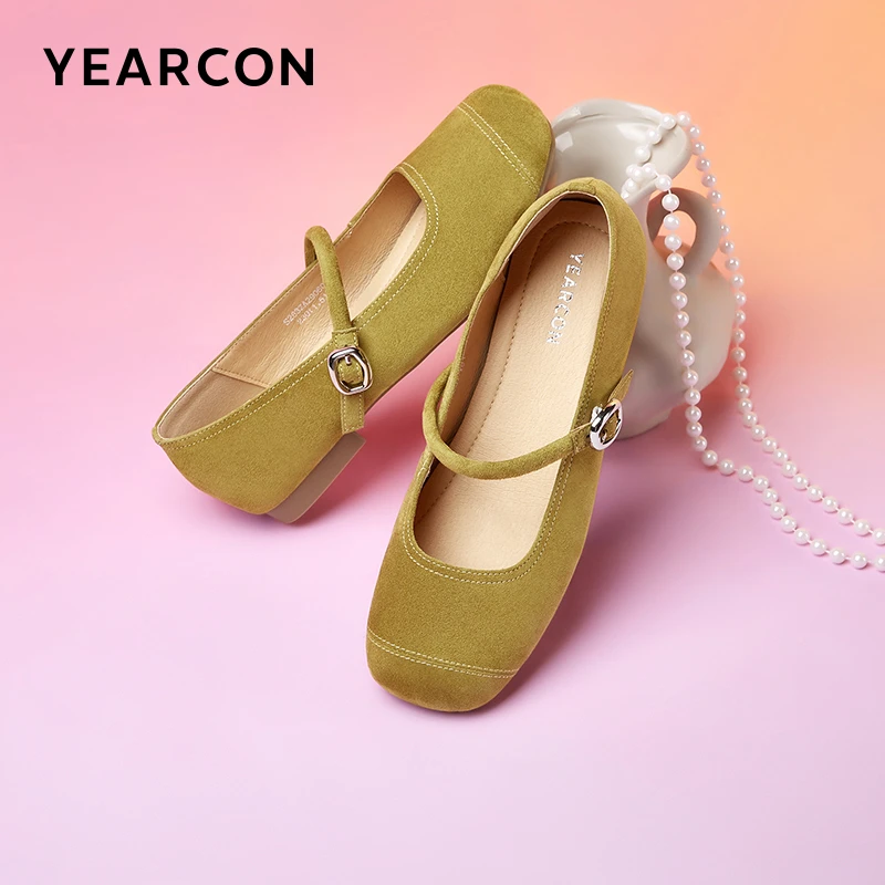 意尔康女鞋新款休闲舒适同款浅口百搭软底上班法式羊皮复古玛丽珍