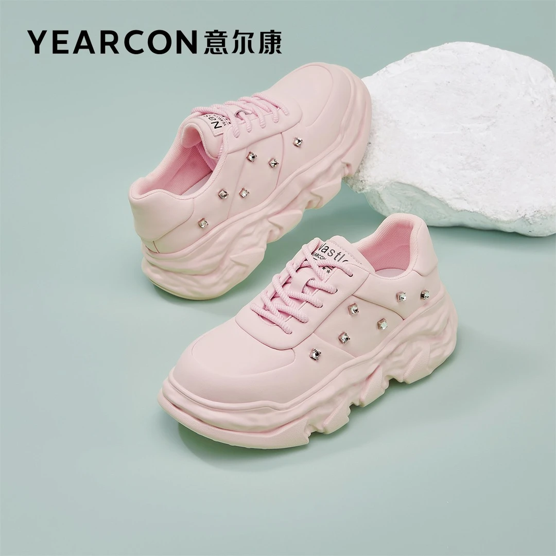 意尔康休闲女鞋3261ZD29337W厚底系带春季运动休闲鞋女款舒适百搭