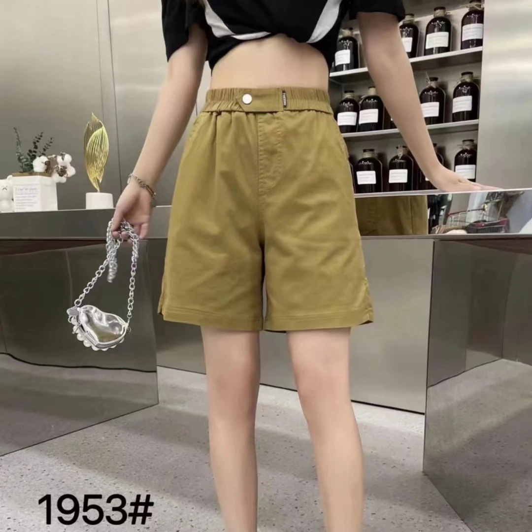 2025夏季薄款时尚水洗斜纹棉五分裤女宽松大码显瘦百搭休闲短裤