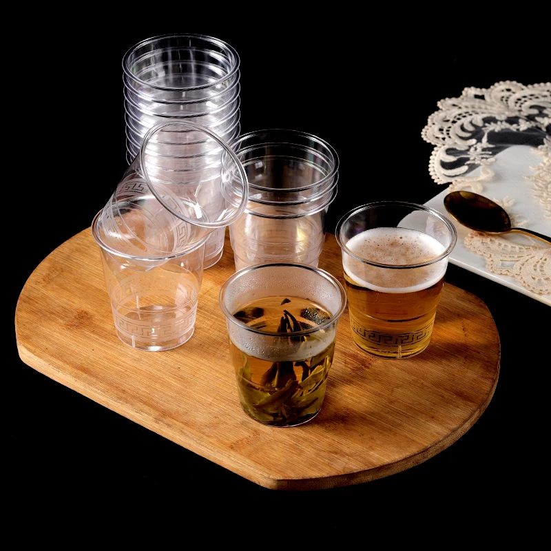 透明一次性航空杯加厚硬材质塑料高温水晶杯150ml