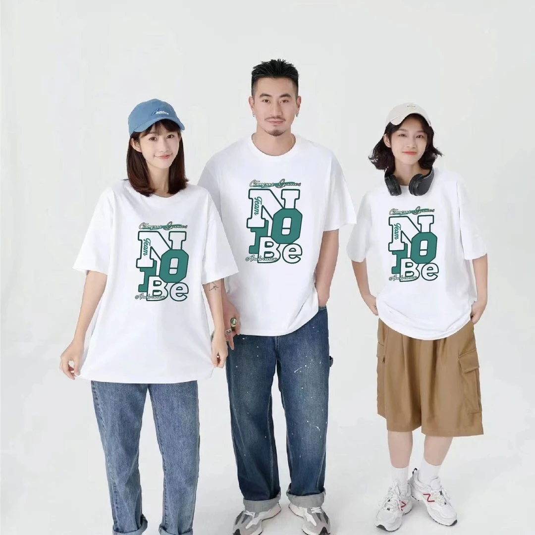 国风潮牌男装21-25岁宽松纯棉厚T恤哥特字母印花情侣短袖GROOLRA