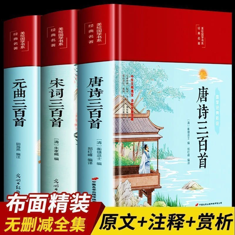 精装唐诗宋词元曲三百首全注全译全解中国古诗词大全鉴赏析辞典书