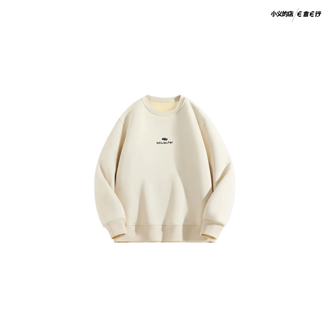 7038【●基础●冬季加绒都市休闲小标】男士百搭宽松圆领长袖卫衣