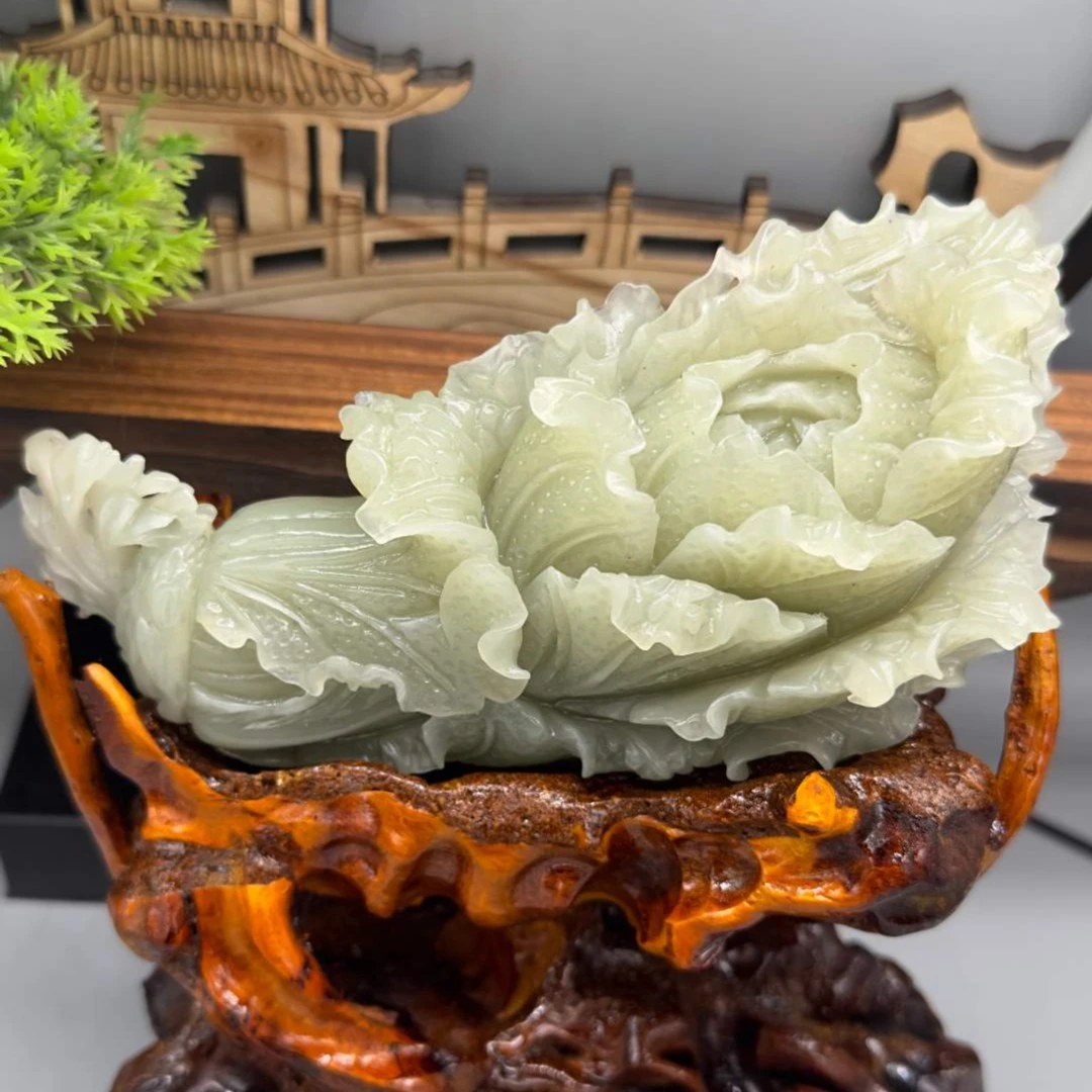 和田玉玉白菜摆件精美气质轻奢精雕纯手工百搭山料未镶嵌