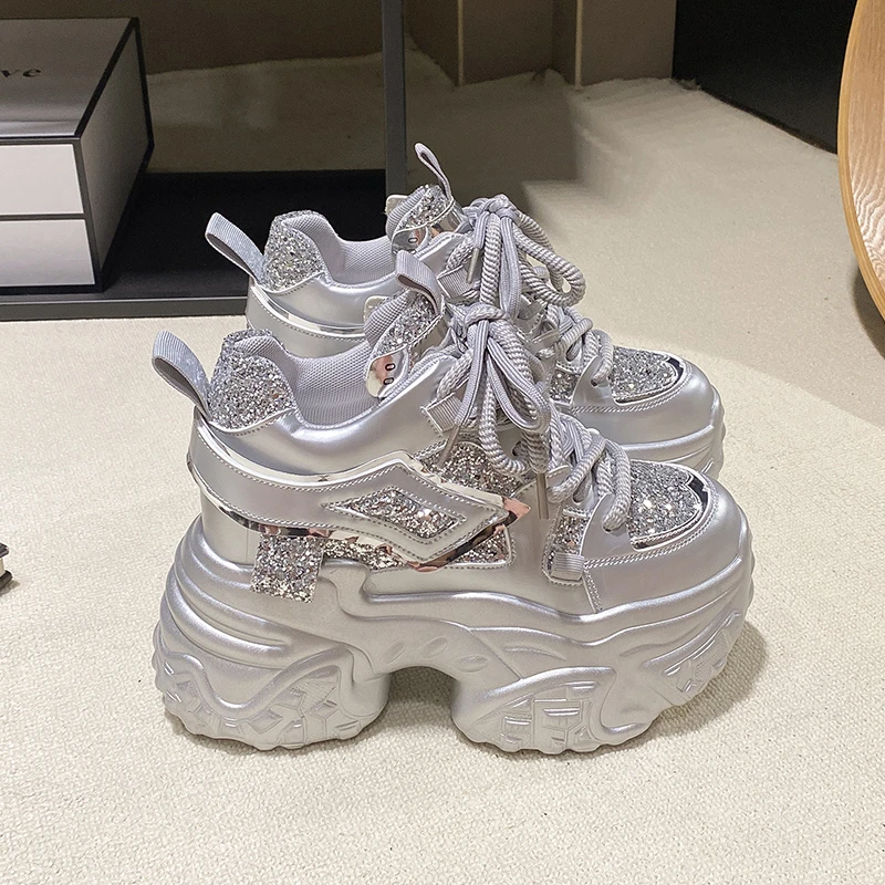 内增高老爹鞋女2025新款春秋季百搭松糕厚底小个子休闲运动鞋10cm