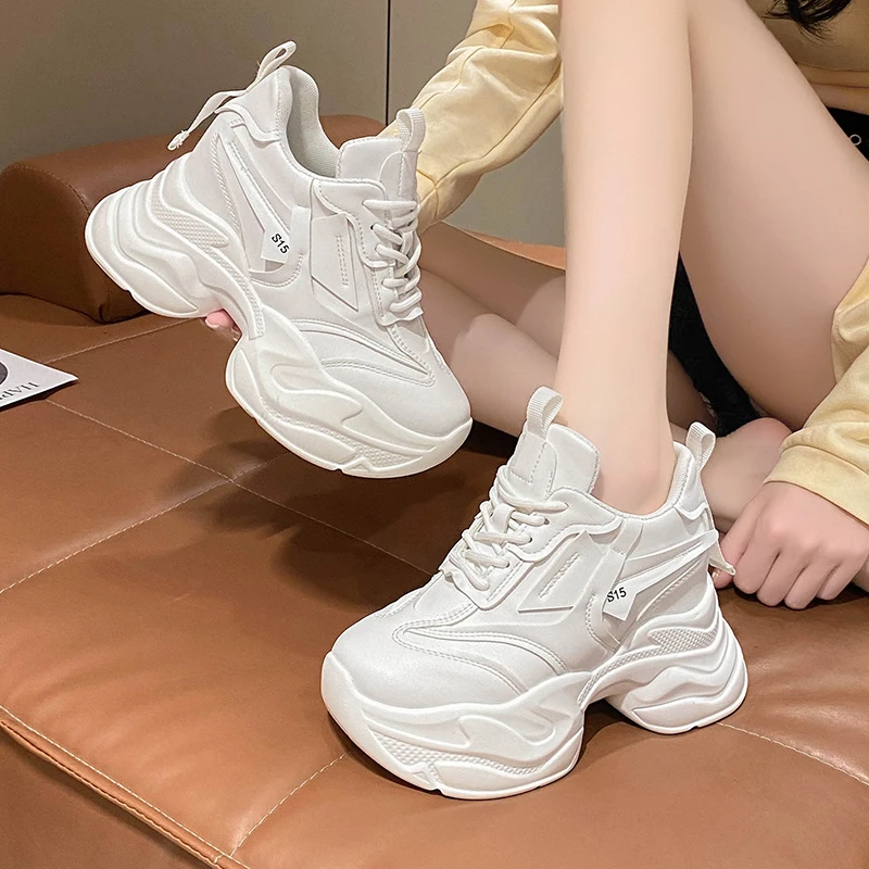 2025春季新款10cm内增高女鞋厚底小个子老爹鞋百搭高跟运动休闲鞋