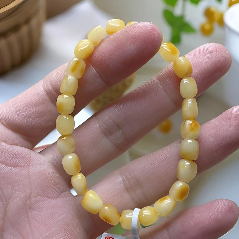 天然蜜蜡随型手串俄料蜡白白花蜡