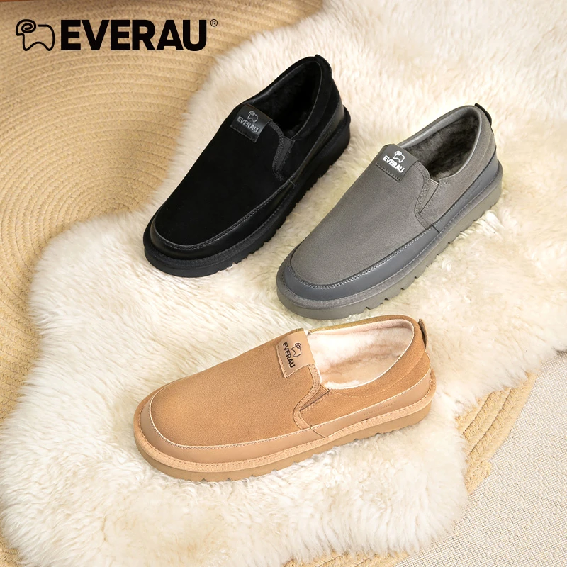 EVERAU冬季男士加绒防滑保暖雪地靴低帮商务鞋EA5042