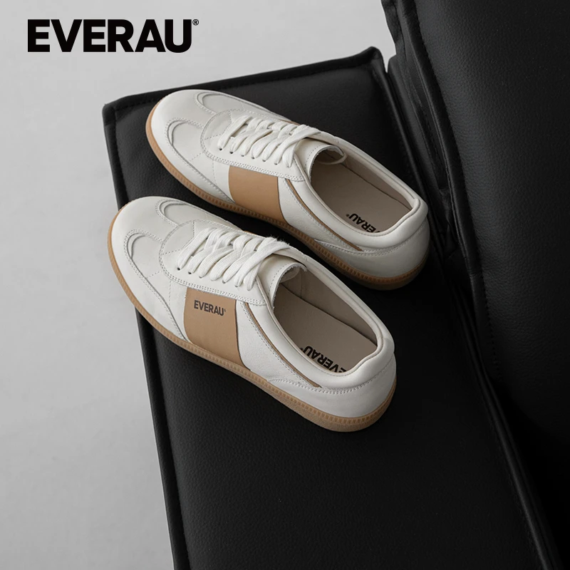 EVERAU春夏季女鞋平底小白鞋板鞋百搭真皮休闲鞋鞋子时尚EA5053