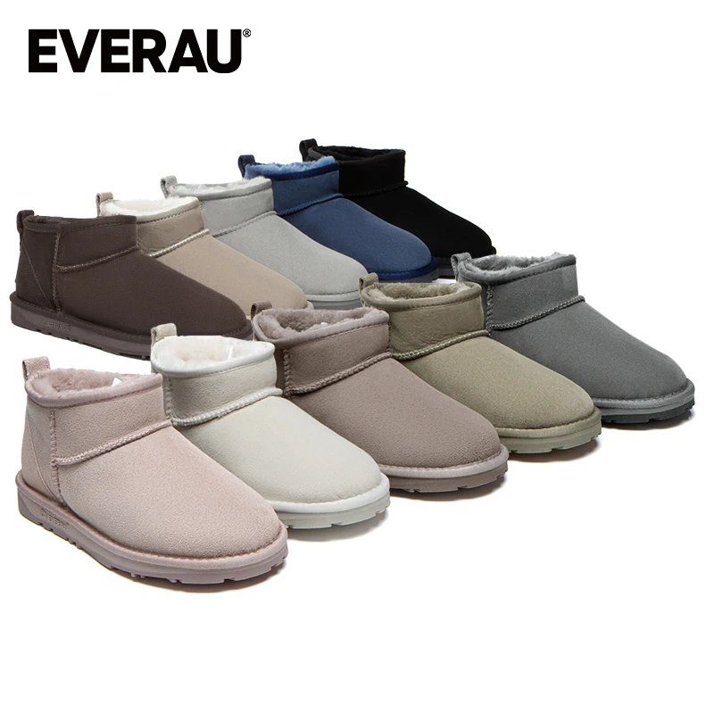 EVERAU澳联进博雪地靴女羊皮毛一体防滑保暖舒适加绒休闲EA3162