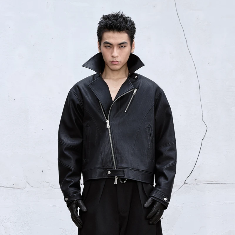 CATSSTAC多形态斜拉链皮座山雕夹克