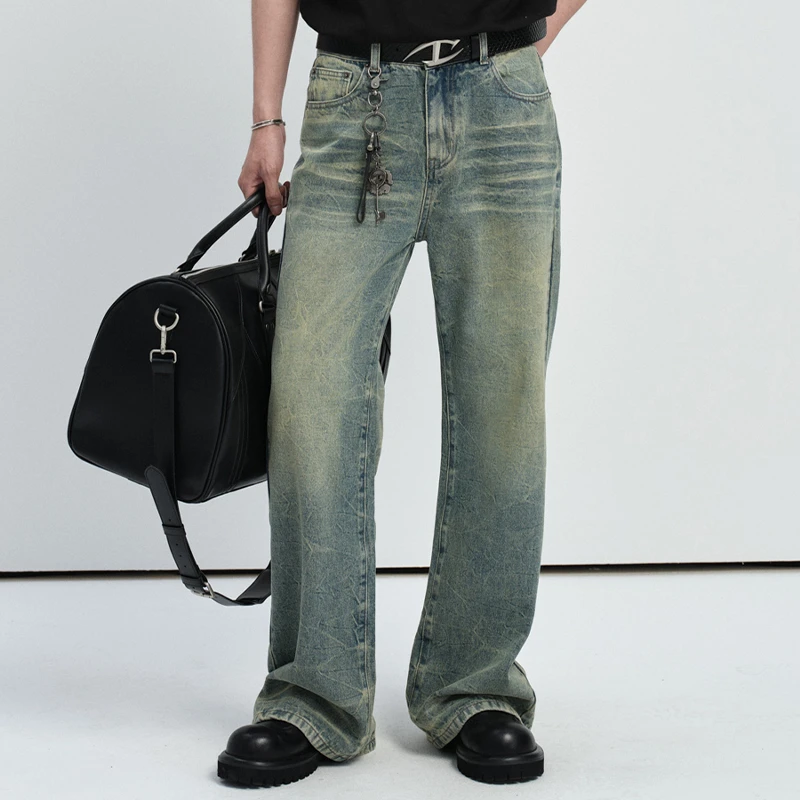 CATSSTAC水波纹黄泥染牛仔裤