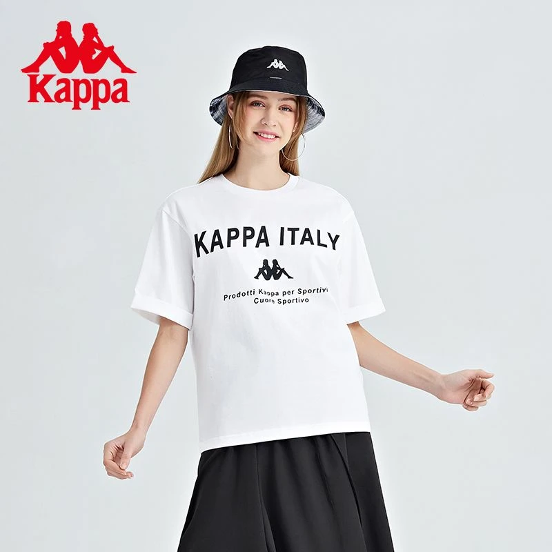 Kappa卡帕白色时尚百搭女款休闲潮流短袖运动T恤半袖衫K0C42TD01D