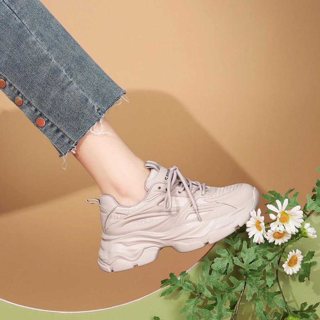 Satchi/沙驰【星光点点】厚底显瘦透气老爹鞋时尚百搭纯色女鞋