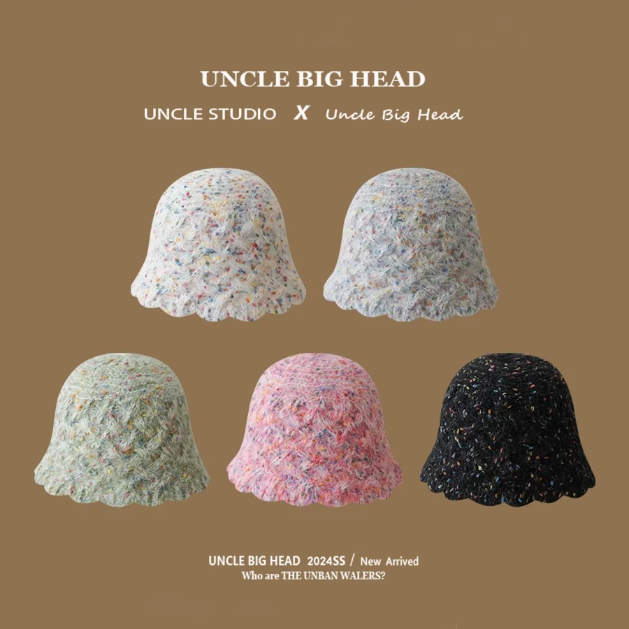 大头叔叔小众盆帽女生秋冬针织渔夫帽韩国东大门时髦ins风台灯帽