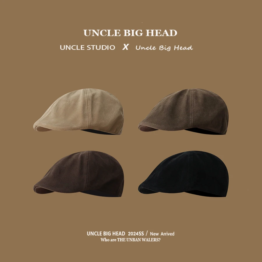 大头叔叔日系街头文艺前进帽男时尚英伦风报童帽秋冬复古咖啡色女